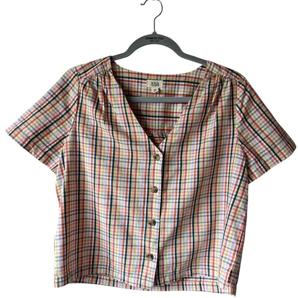 A.n.a Multicolor Plaid Women's Top XS - Picture 1 of 6